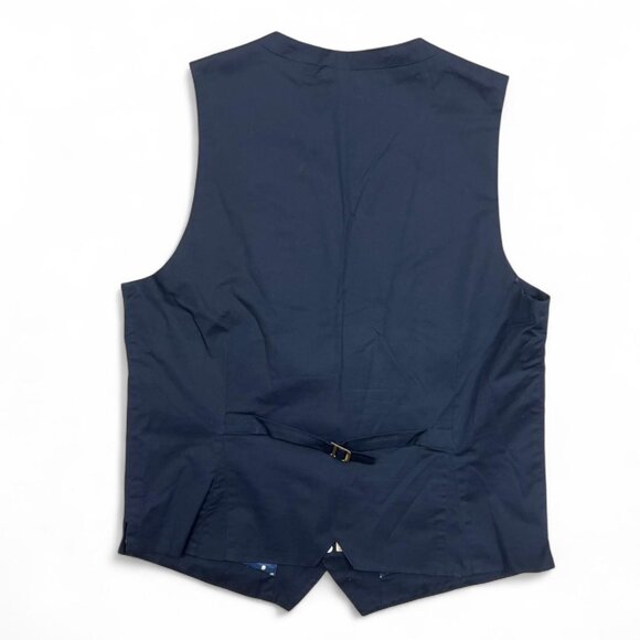 Men’s Scotch & Soda Navy Blue Waistcoat Dress Vest Tailored Large Polka Dot Lini - Picture 5 of 5